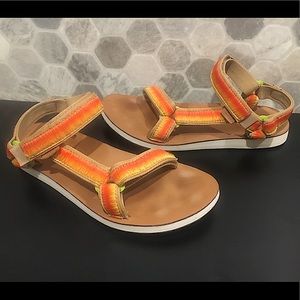 Ombre Leather Tevas - Orange/Yellow - White Sole